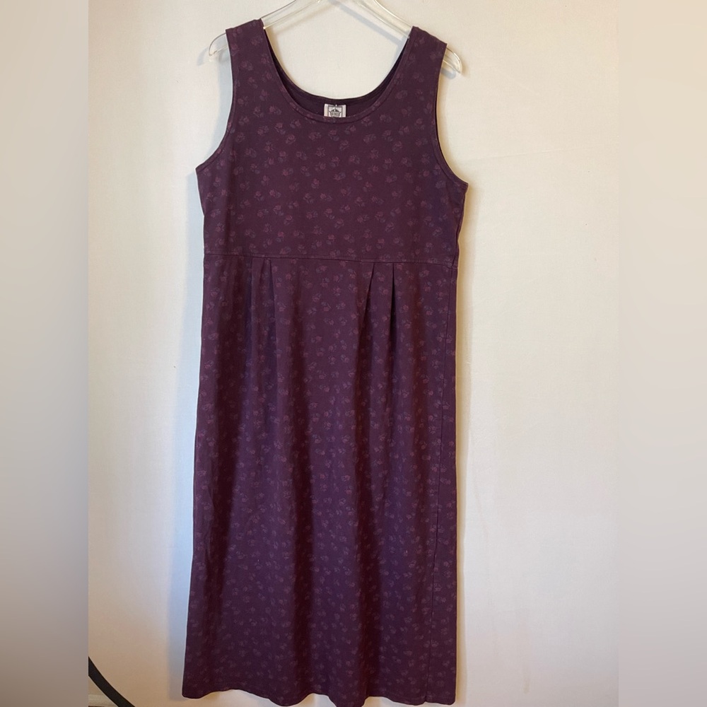 CMI Vintage Micro‎ Floral Knit Maxi Dress Sleeveless L Purple USA